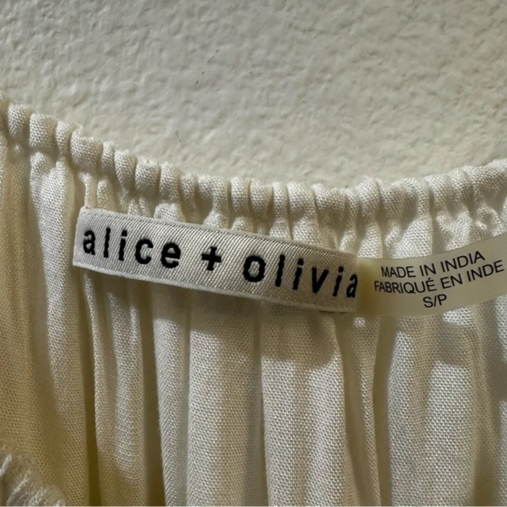 Alice + Olivia Danna Tie-Strap Short Dress Crochet Embroidered White Size Small - Picture 6 of 11